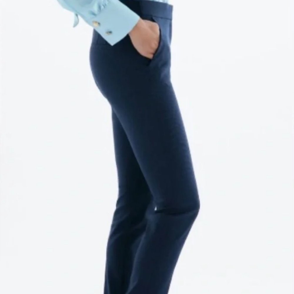 New Zara Mid-rise Navy Blue Pockets Suit Pants